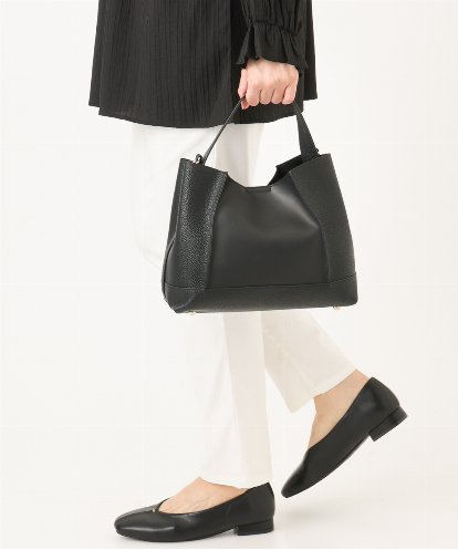 OZ5AD27079 eur3 【2WAY】切り替えデザインフェイクレザーハンドバッグ