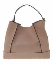 OZ5AD27079 eur3(エウルキューブ) 【2WAY】切り替えデザインフェイクレザーハンドバッグ グレージュ