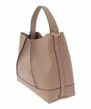 OZ5AD27079 eur3(エウルキューブ) 【2WAY】切り替えデザインフェイクレザーハンドバッグ グレージュ