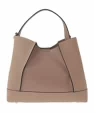 OZ5AD27079 eur3(エウルキューブ) 【2WAY】切り替えデザインフェイクレザーハンドバッグ グレージュ