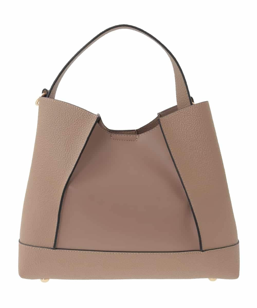 OZ5AD27079 eur3(エウルキューブ) 【2WAY】切り替えデザインフェイクレザーハンドバッグ グレージュ