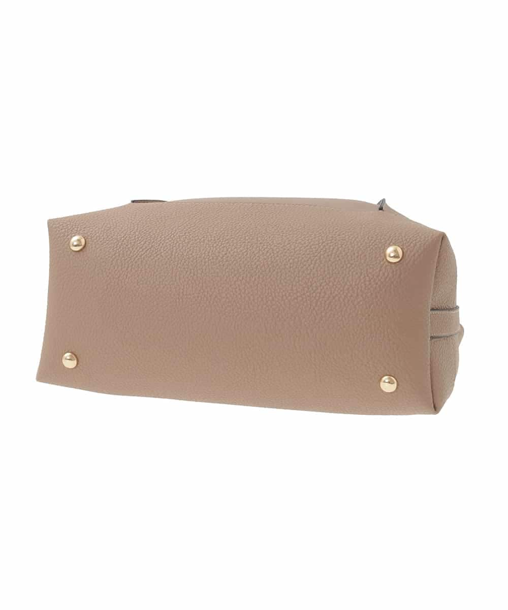 OZ5AD27079 eur3(エウルキューブ) 【2WAY】切り替えデザインフェイクレザーハンドバッグ グレージュ