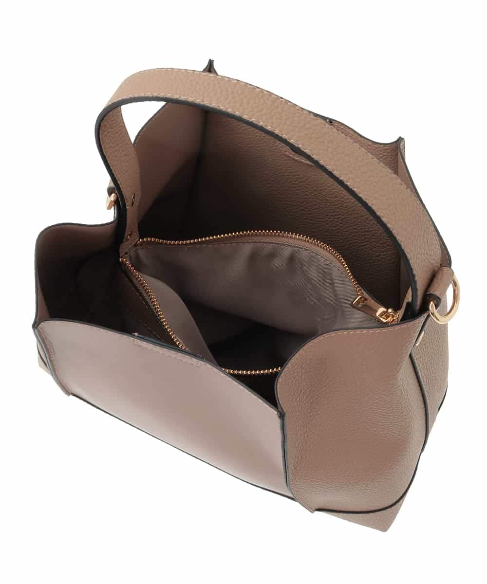 OZ5AD27079 eur3(エウルキューブ) 【2WAY】切り替えデザインフェイクレザーハンドバッグ グレージュ