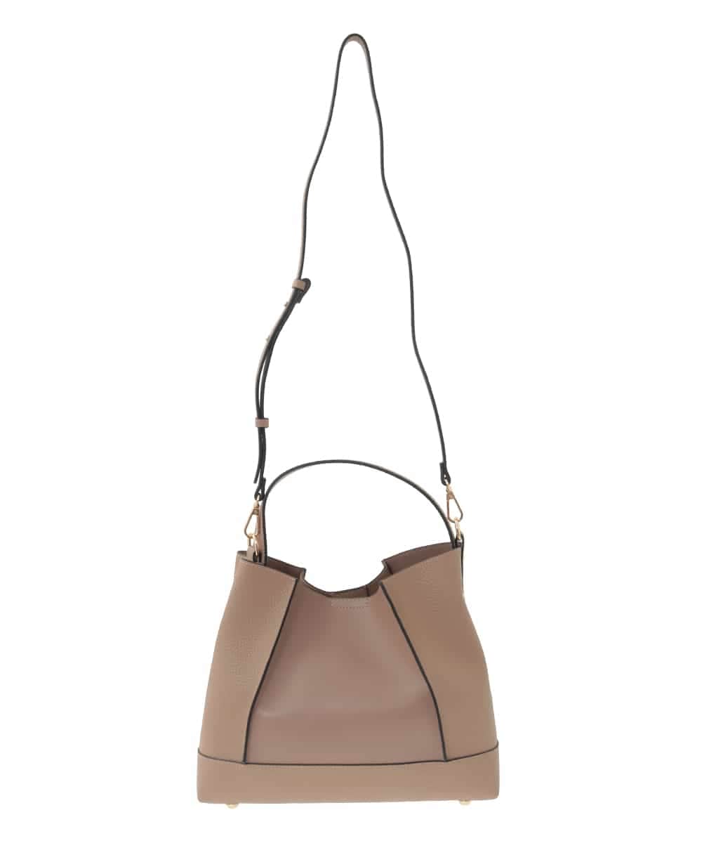 OZ5AD27079 eur3(エウルキューブ) 【2WAY】切り替えデザインフェイクレザーハンドバッグ グレージュ