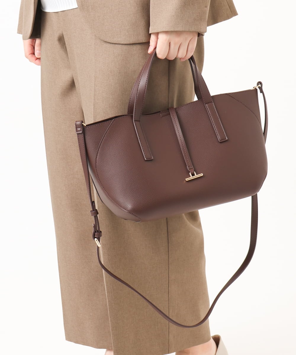 OZ5AD28089 eur3(エウルキューブ) 【2WAY】フェイクレザースクエアデザインバッグ ブラウン