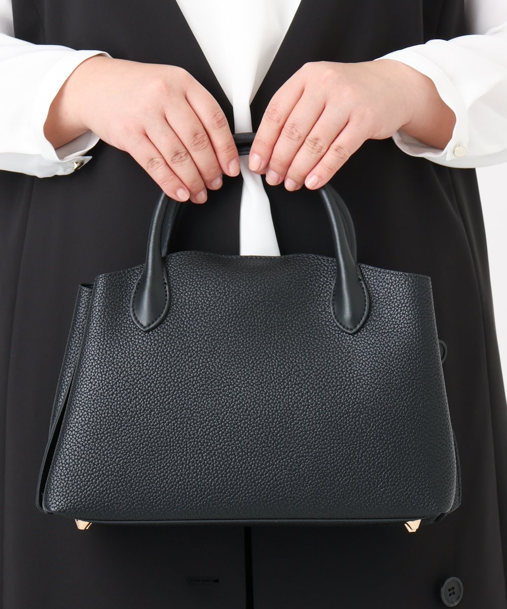 OZ5BD29089 eur3(エウルキューブ) 【2WAY】レザー調コンパクトトートバッグ ブラック