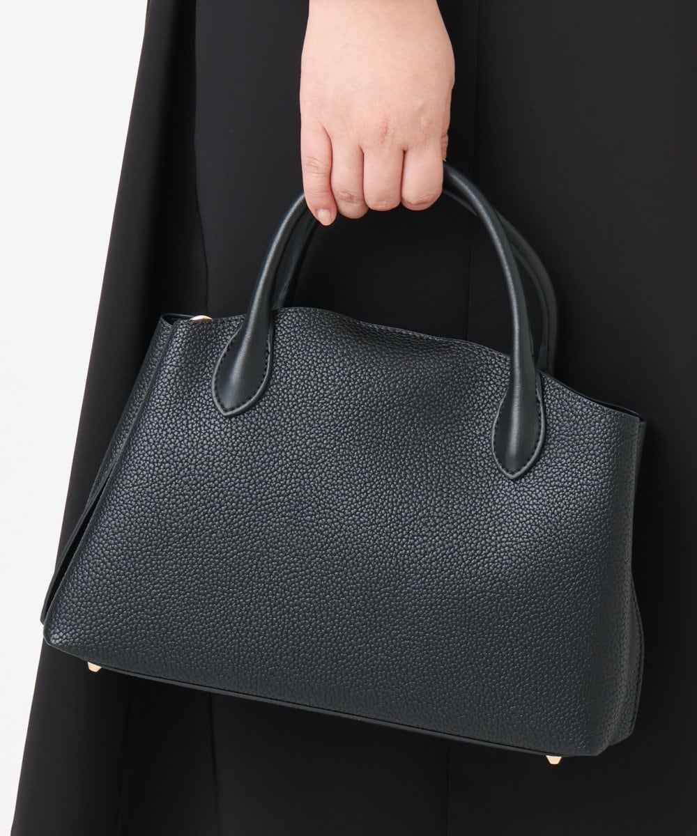 OZ5BD29089 eur3(エウルキューブ) 【2WAY】レザー調コンパクトトートバッグ ブラック