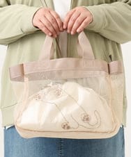 OZ5DD03064 eur3(エウルキューブ) キャット刺繍メッシュトートバッグ ブラック