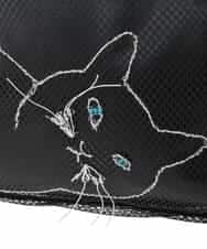 OZ5DD03064 eur3(エウルキューブ) キャット刺繍メッシュトートバッグ ブラック