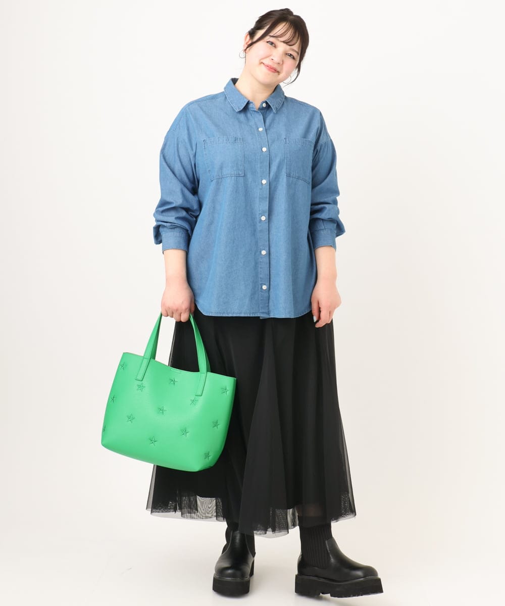 OZ5EA04064 eur3(エウルキューブ) 星柄刺繍トートバッグ グリーン(35)