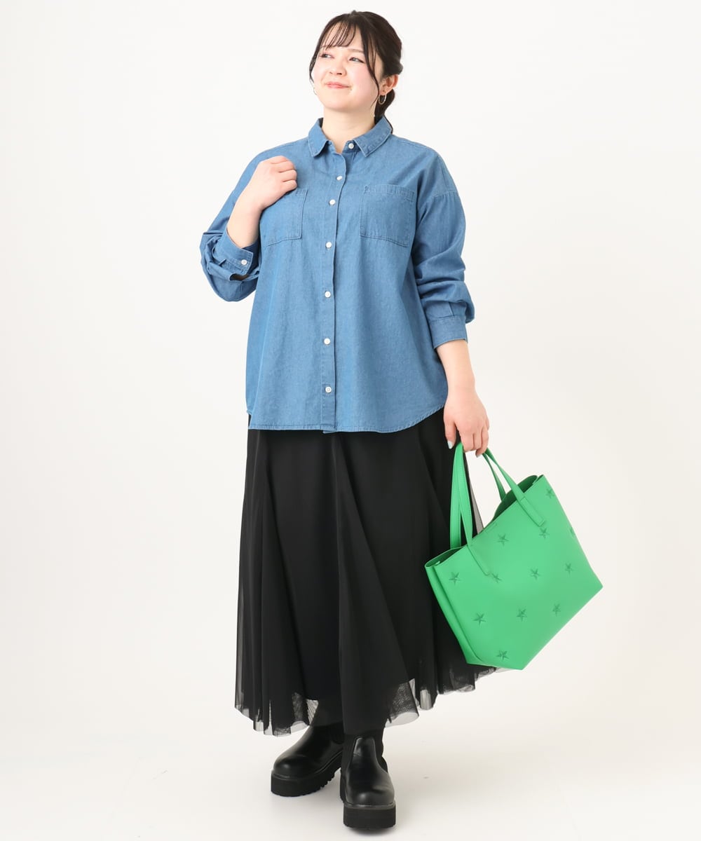 OZ5EA04064 eur3(エウルキューブ) 星柄刺繍トートバッグ グリーン(35)