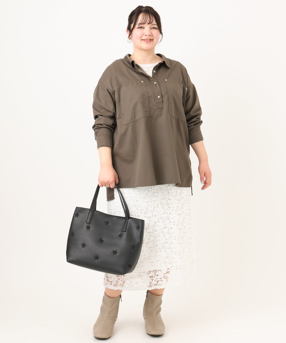 OZ5EA04064 eur3(エウルキューブ) 星柄刺繍トートバッグ ブラック(94)