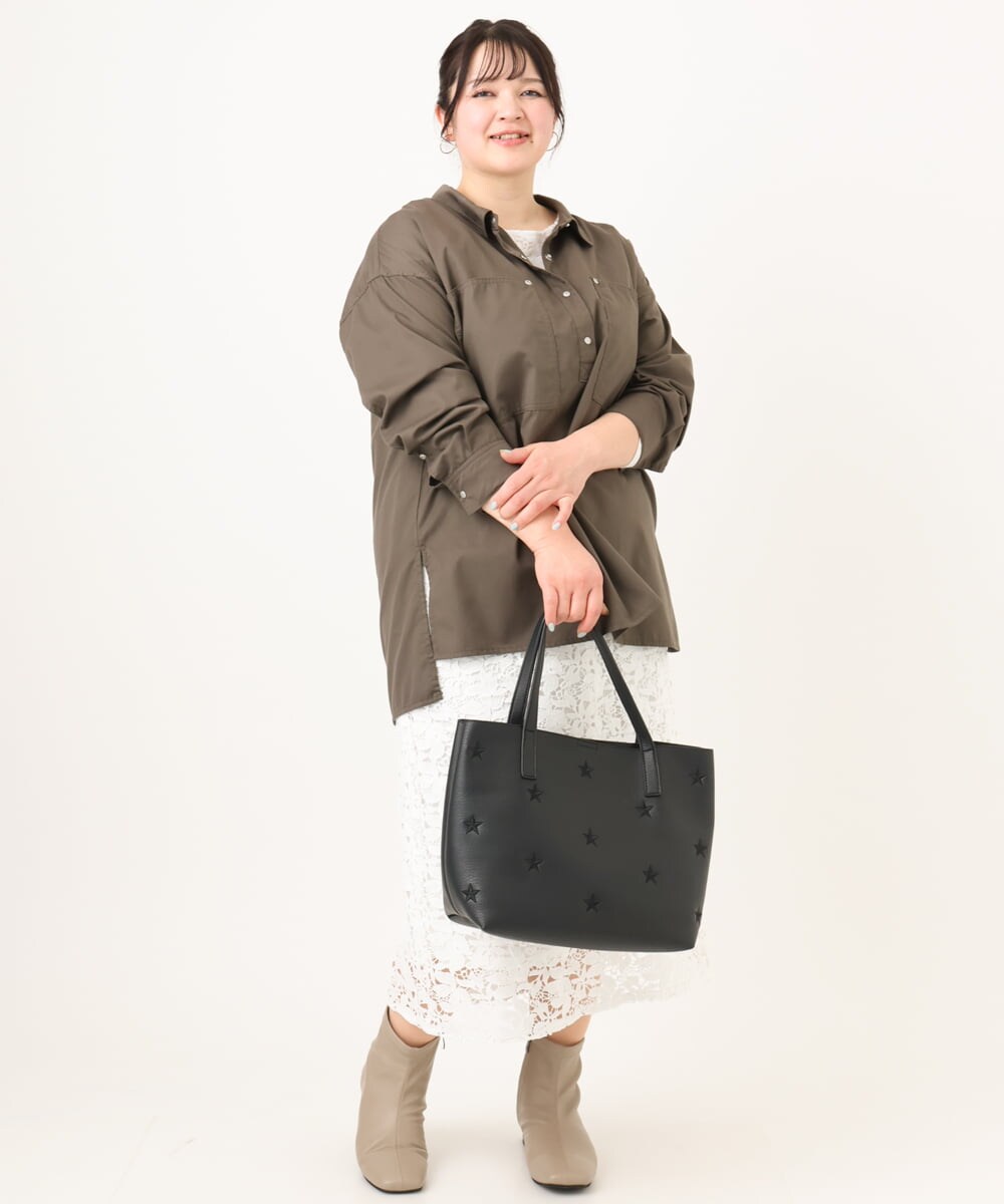 OZ5EA04064 eur3(エウルキューブ) 星柄刺繍トートバッグ ブラック(94)