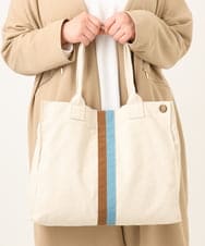 OZ5EA05074 eur3(エウルキューブ) 配色ラインスクエアトートバッグ アイボリー(80)