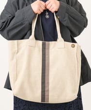 OZ5EA05074 eur3(エウルキューブ) 配色ラインスクエアトートバッグ ベージュ(82)