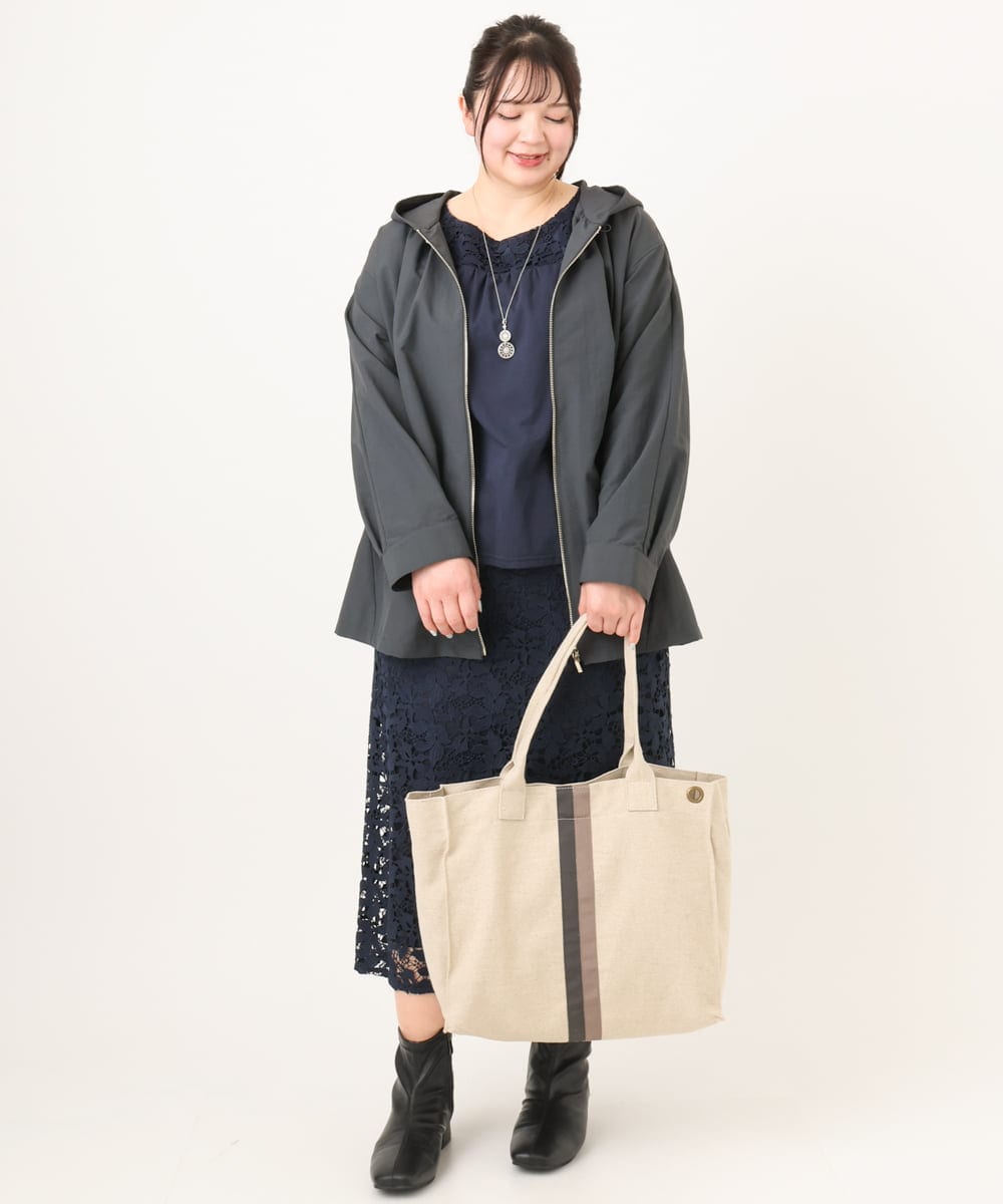 OZ5EA05074 eur3(エウルキューブ) 配色ラインスクエアトートバッグ ベージュ(82)