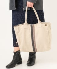 OZ5EA05074 eur3(エウルキューブ) 配色ラインスクエアトートバッグ ベージュ(82)