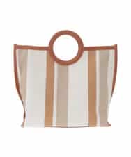 OZ5ED04064 eur3(エウルキューブ) 【2WAY】ストライプパイピングスクエアトートバッグ ベージュ