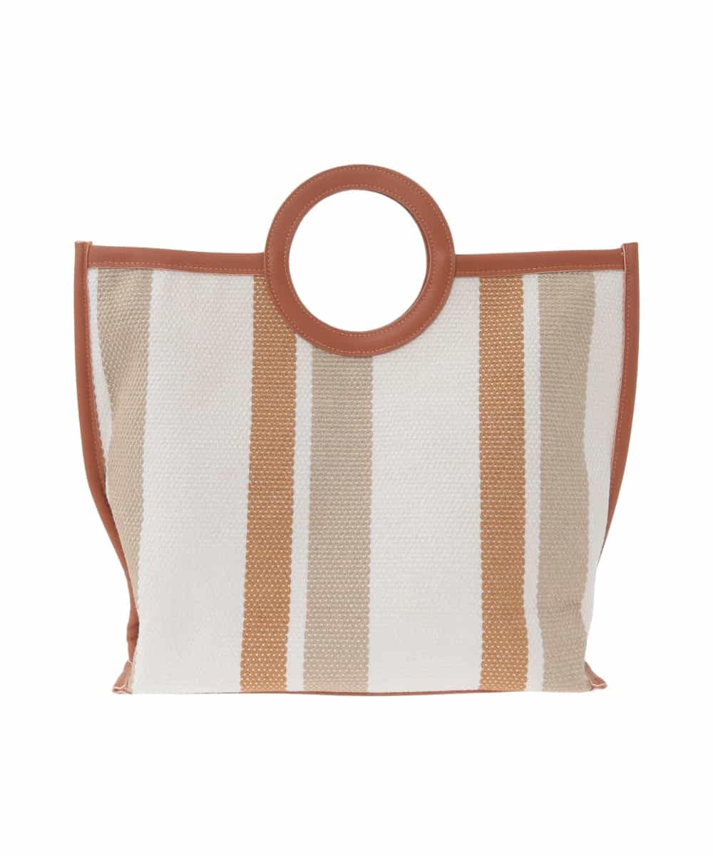 OZ5ED04064 eur3(エウルキューブ) 【2WAY】ストライプパイピングスクエアトートバッグ ベージュ