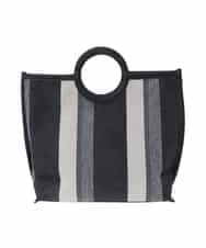 OZ5ED04064 eur3(エウルキューブ) 【2WAY】ストライプパイピングスクエアトートバッグ ブラック