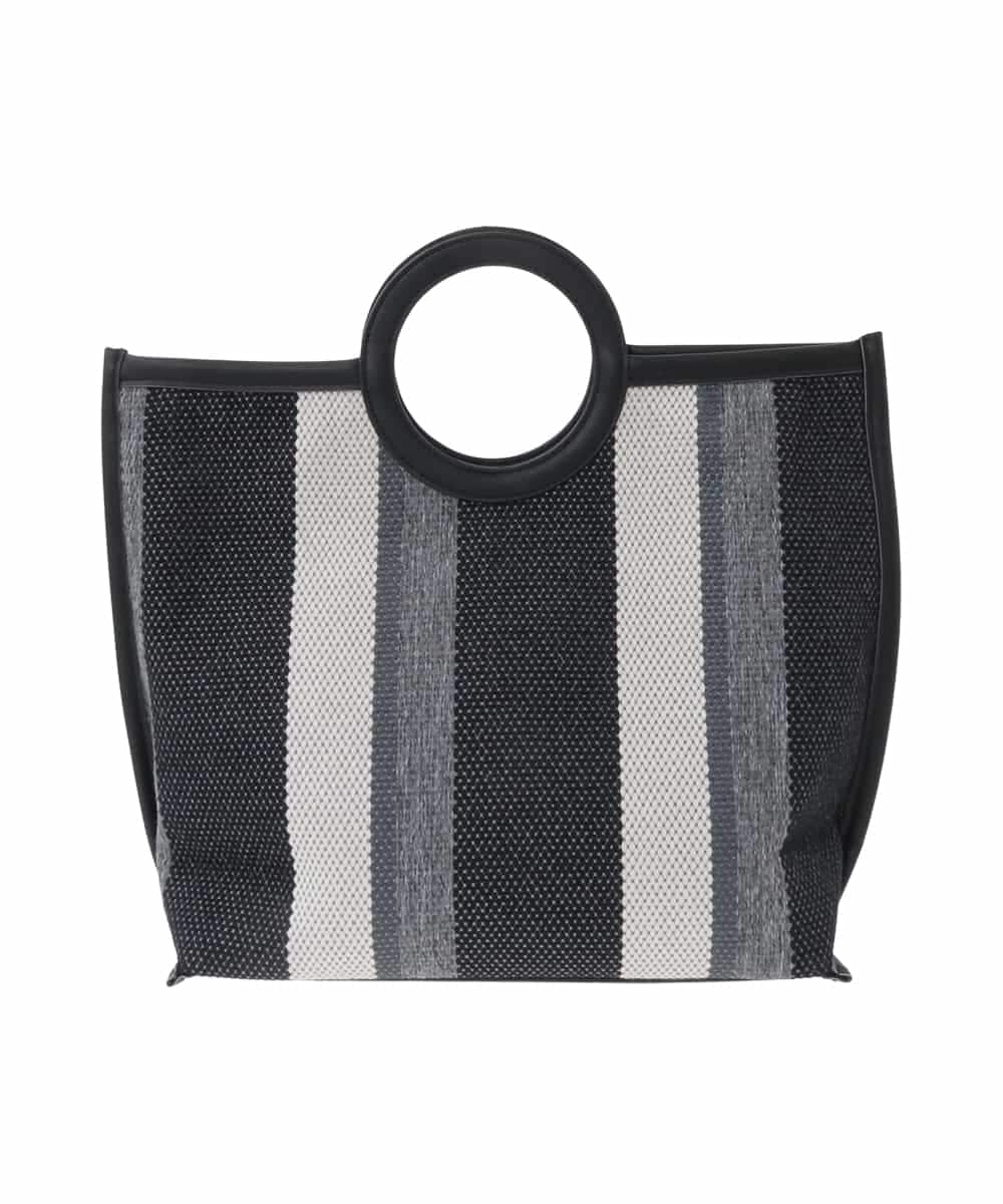 OZ5ED04064 eur3(エウルキューブ) 【2WAY】ストライプパイピングスクエアトートバッグ ブラック