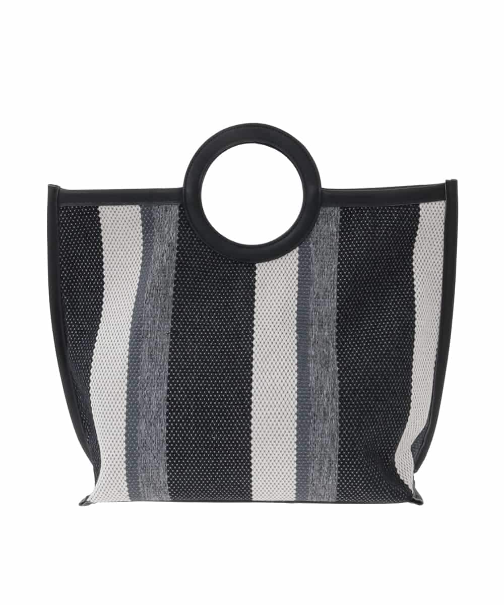 OZ5ED04064 eur3(エウルキューブ) 【2WAY】ストライプパイピングスクエアトートバッグ ブラック