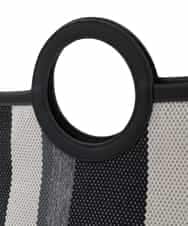 OZ5ED04064 eur3(エウルキューブ) 【2WAY】ストライプパイピングスクエアトートバッグ ブラック