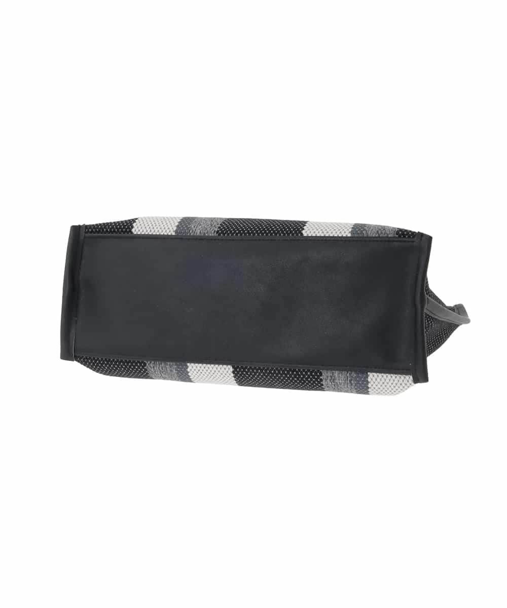 OZ5ED04064 eur3(エウルキューブ) 【2WAY】ストライプパイピングスクエアトートバッグ ブラック