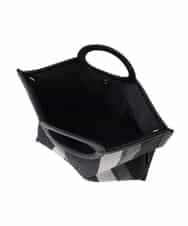 OZ5ED04064 eur3(エウルキューブ) 【2WAY】ストライプパイピングスクエアトートバッグ ブラック