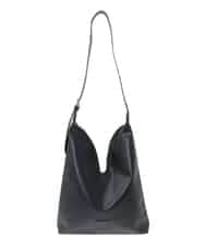 OZ5ED05044 eur3(エウルキューブ) Vカットフェイクレザーショルダーバッグ ブラック