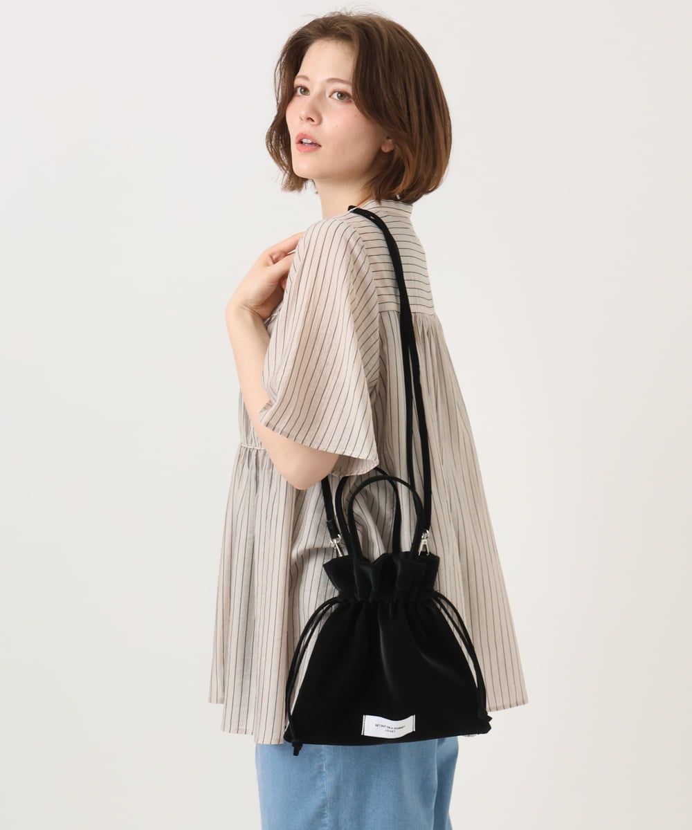 OZ5GD08029 eur3(エウルキューブ) フェイクレザー巾着ミニバッグ ブラック