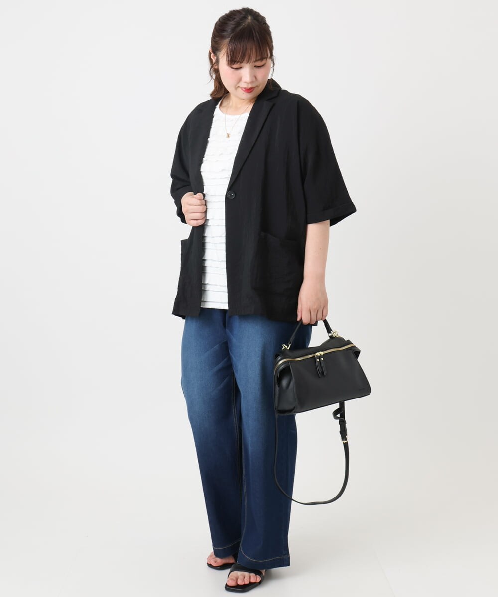 OZ5HA12059 eur3(エウルキューブ) 【2WAY】ジップデザインハンドバッグ ブラック(94)