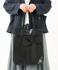 OZ5HV12069 eur3(エウルキューブ) リボンアクセントフェイクレザートート ブラック(94)