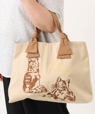 OZ5JD11089 eur3(エウルキューブ) ネコ刺繍トートバック ベージュ