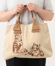 OZ5JD11089 eur3(エウルキューブ) ネコ刺繍トートバック ベージュ