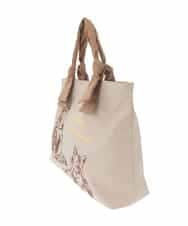 OZ5JD11089 eur3(エウルキューブ) ネコ刺繍トートバック ベージュ