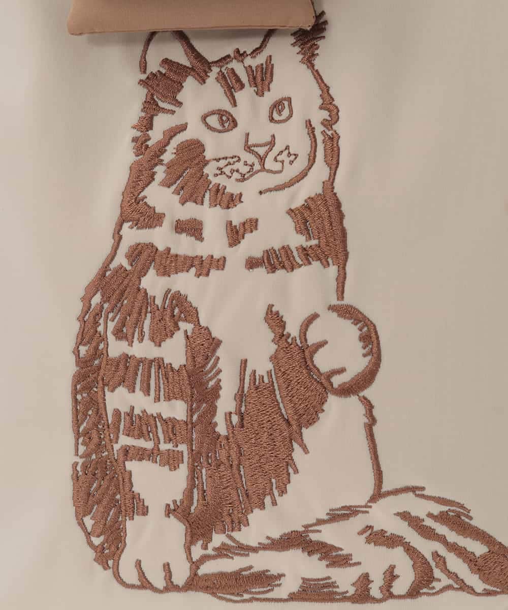 OZ5JD11089 eur3(エウルキューブ) ネコ刺繍トートバック ベージュ
