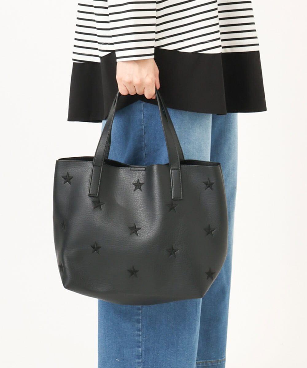 OZ5KA22064 eur3(エウルキューブ) スター刺繍トートバッグ ブラック