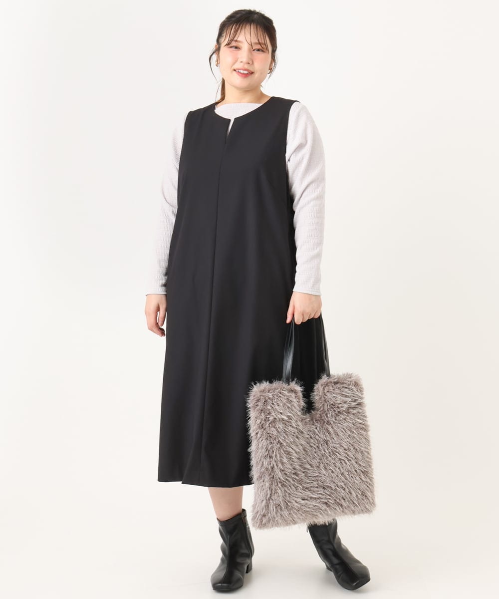 OZ5LA23069 eur3(エウルキューブ) シャギーファートートバッグ グレー(92)
