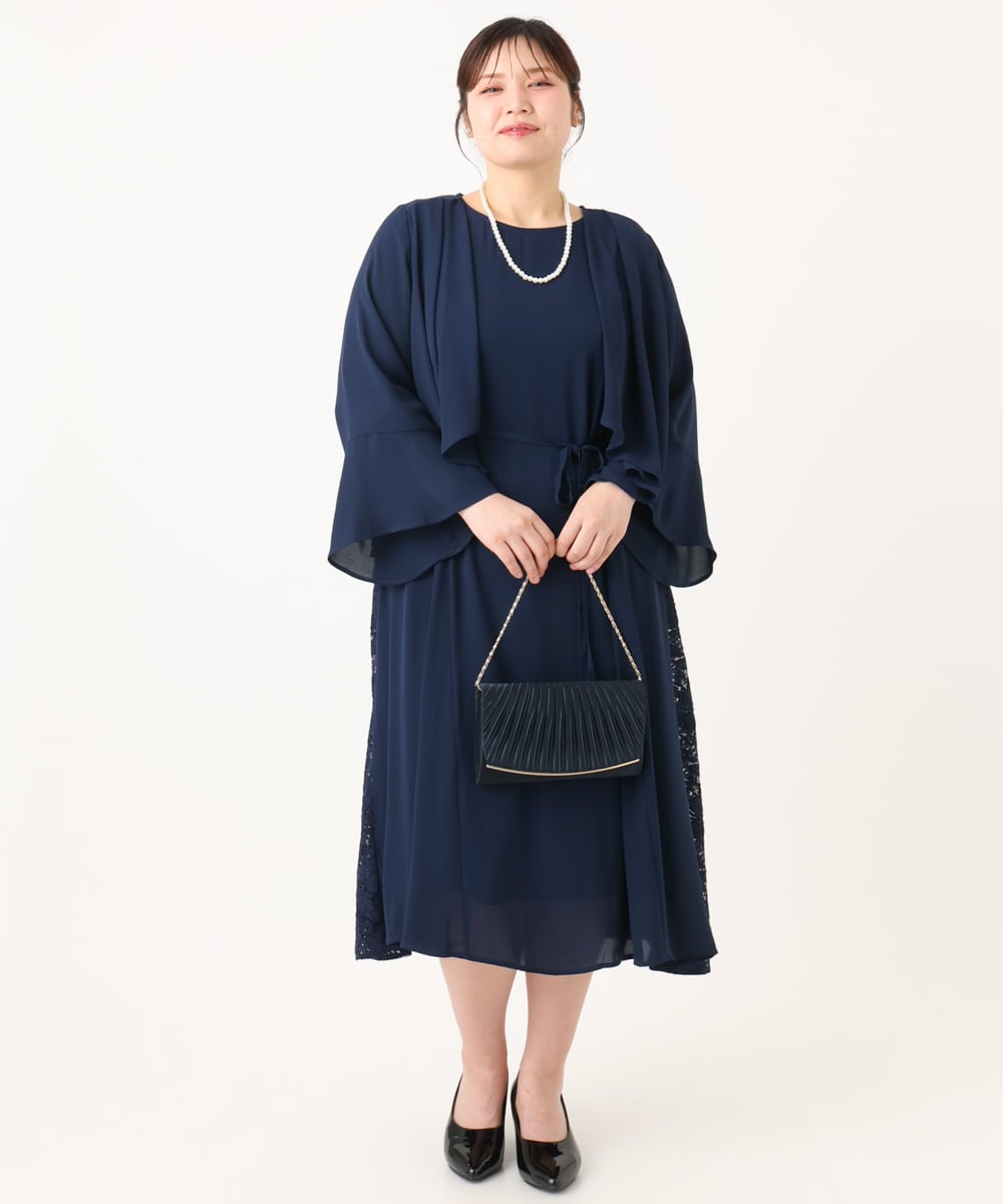 OZ5LA25069 eur3(エウルキューブ) 【2WAY】プリーツデザインクラッチバッグ ネイビー