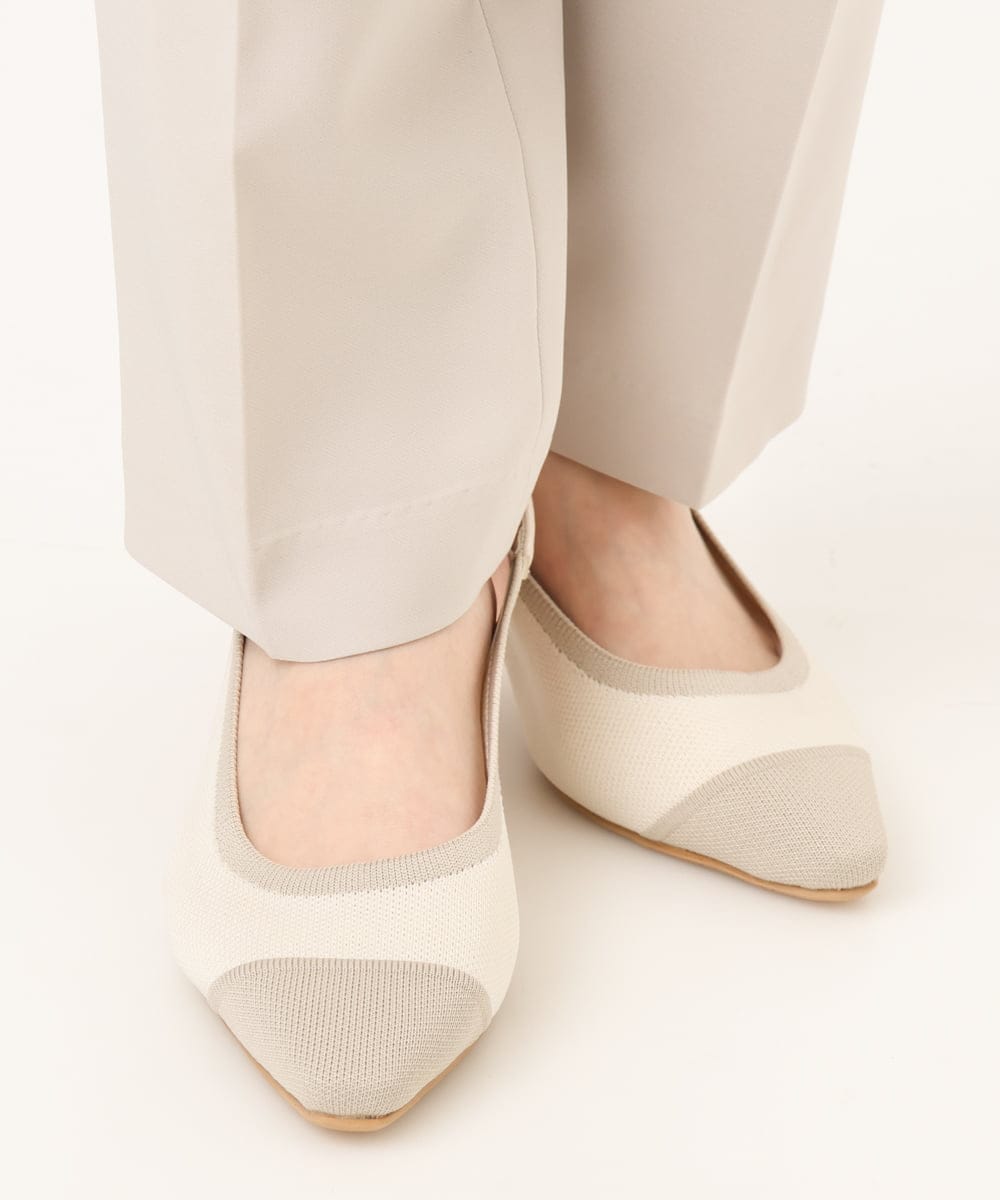 OZ6DD02079 eur3(エウルキューブ) 【la farfaコラボ／高機能スポンジ】バイカラーデザインパンプス アイボリー