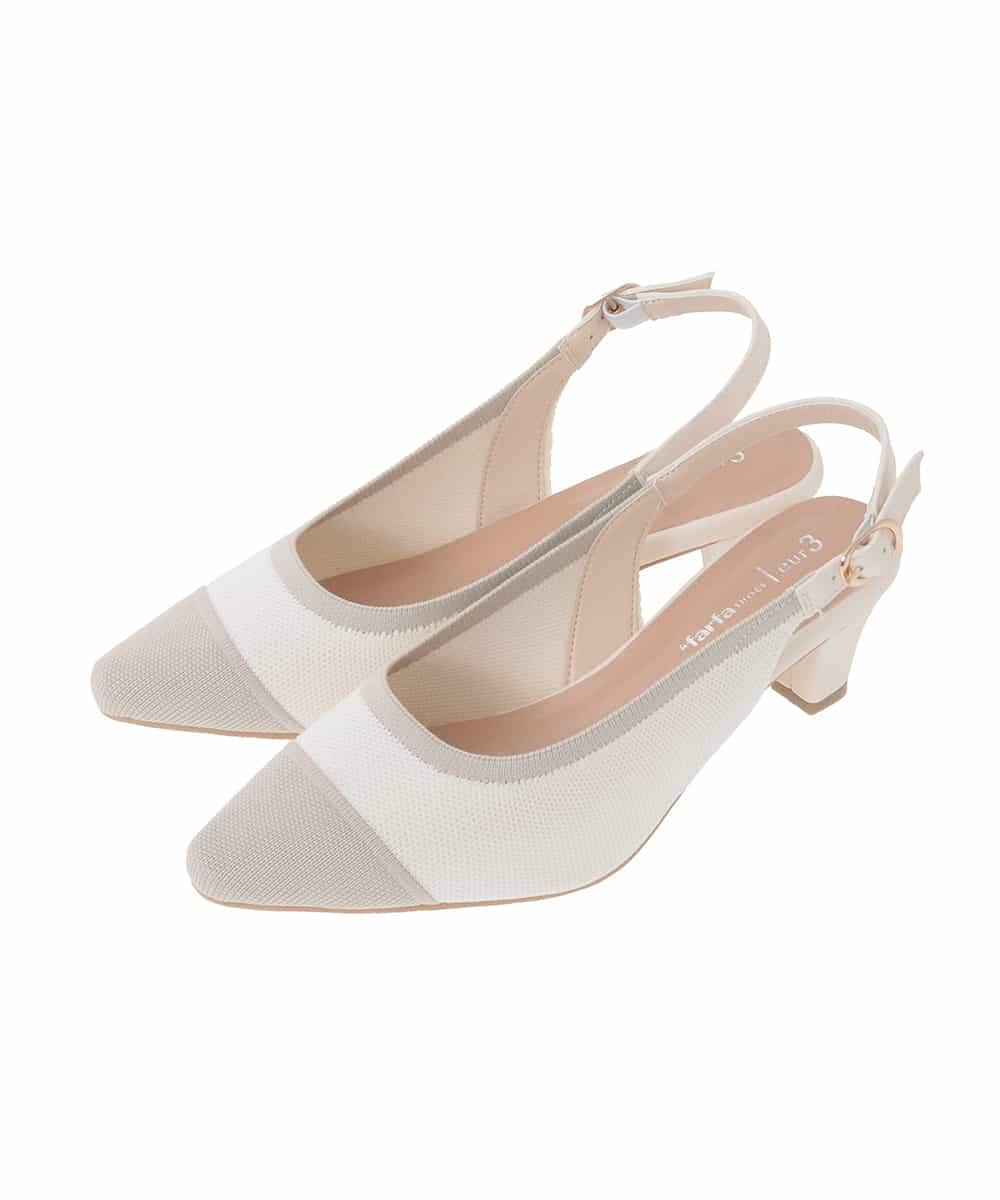 OZ6DD02079 eur3(エウルキューブ) 【la farfaコラボ／高機能スポンジ】バイカラーデザインパンプス アイボリー