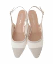 OZ6DD02079 eur3(エウルキューブ) 【la farfaコラボ／高機能スポンジ】バイカラーデザインパンプス アイボリー