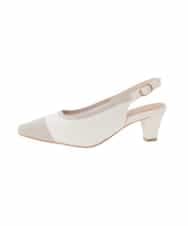 OZ6DD02079 eur3(エウルキューブ) 【la farfaコラボ／高機能スポンジ】バイカラーデザインパンプス アイボリー