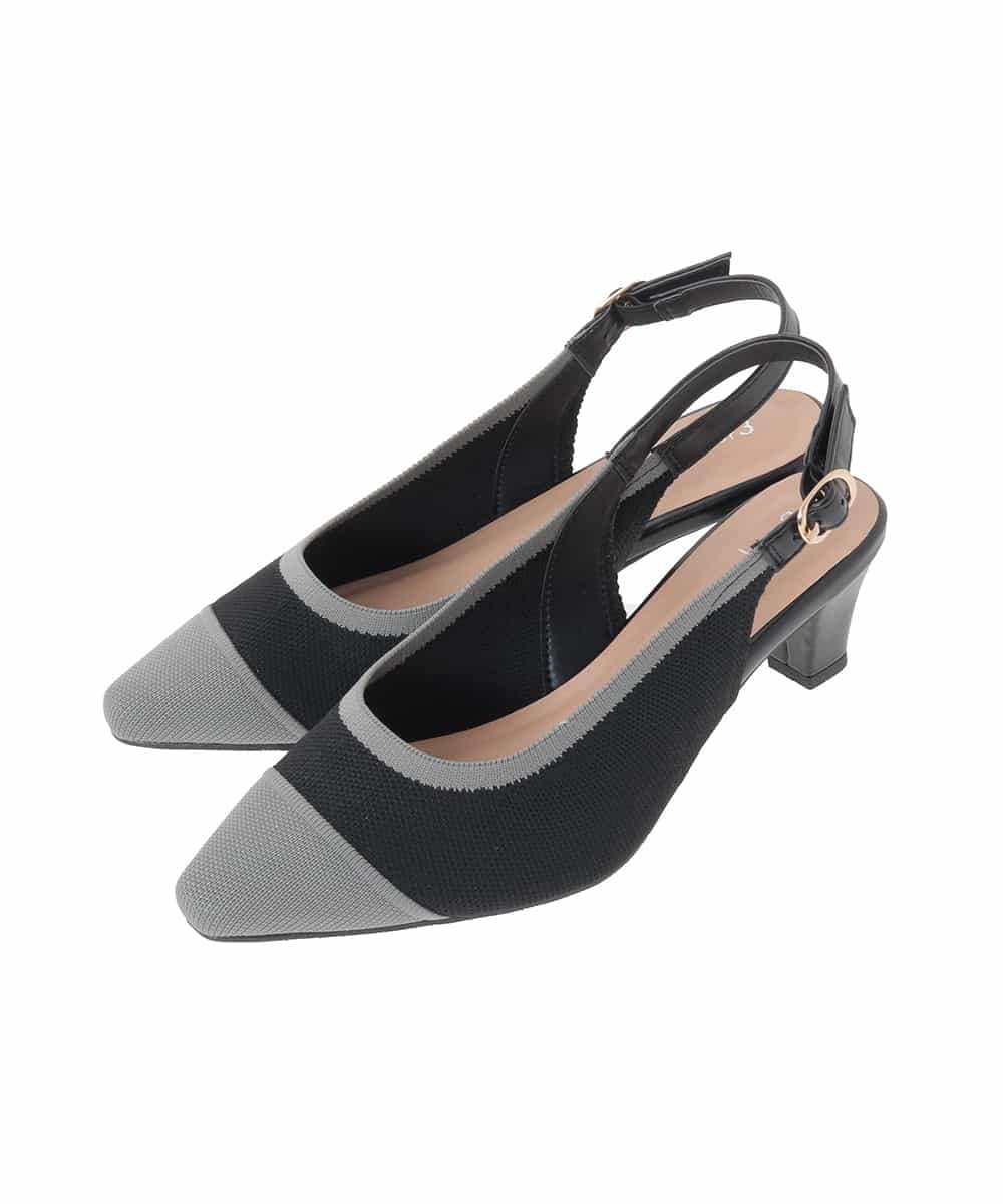 OZ6DD02079 eur3(エウルキューブ) 【la farfaコラボ／高機能スポンジ】バイカラーデザインパンプス ブラック