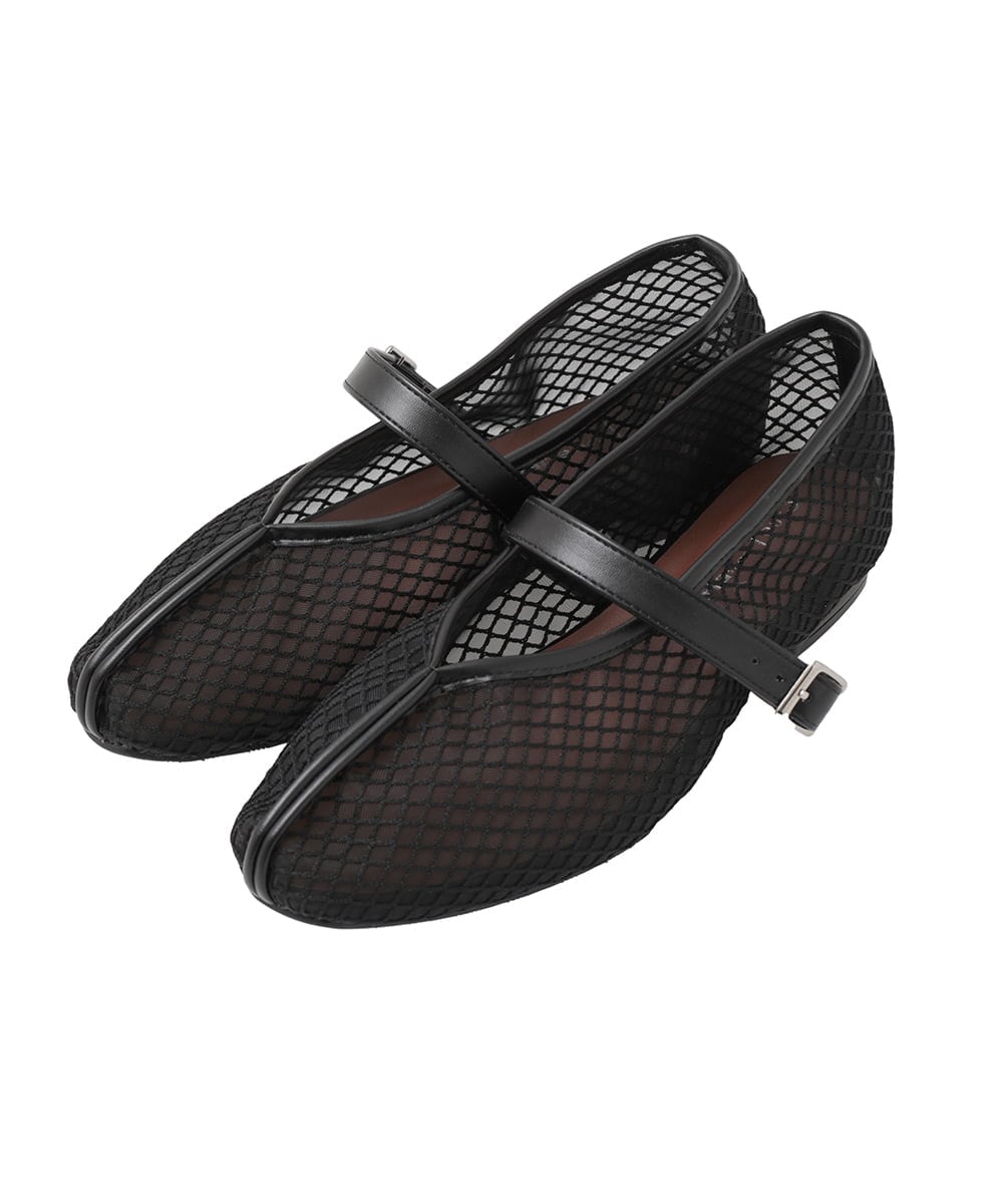 OZ6ED04079 eur3(エウルキューブ) 【la farfaコラボ】Vカットメッシュパンプス ブラック