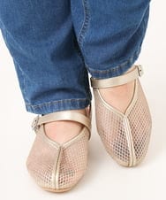 OZ6ED04079 eur3(エウルキューブ) 【la farfaコラボ】Vカットメッシュパンプス ゴールド