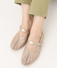 OZ6ED04079 eur3(エウルキューブ) 【la farfaコラボ】Vカットメッシュパンプス ゴールド