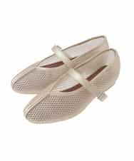 OZ6ED04079 eur3(エウルキューブ) 【la farfaコラボ】Vカットメッシュパンプス ゴールド