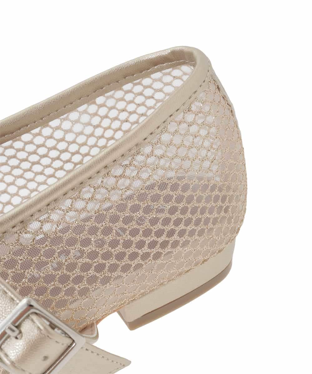 OZ6ED04079 eur3(エウルキューブ) 【la farfaコラボ】Vカットメッシュパンプス ゴールド